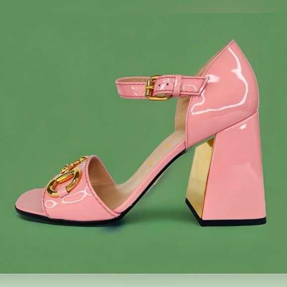 GUCCI Baby Buckle Horsebit Ankle Strap Chunky Heel Patent Leather Sandal EU 39.5 - Picture 8 of 12